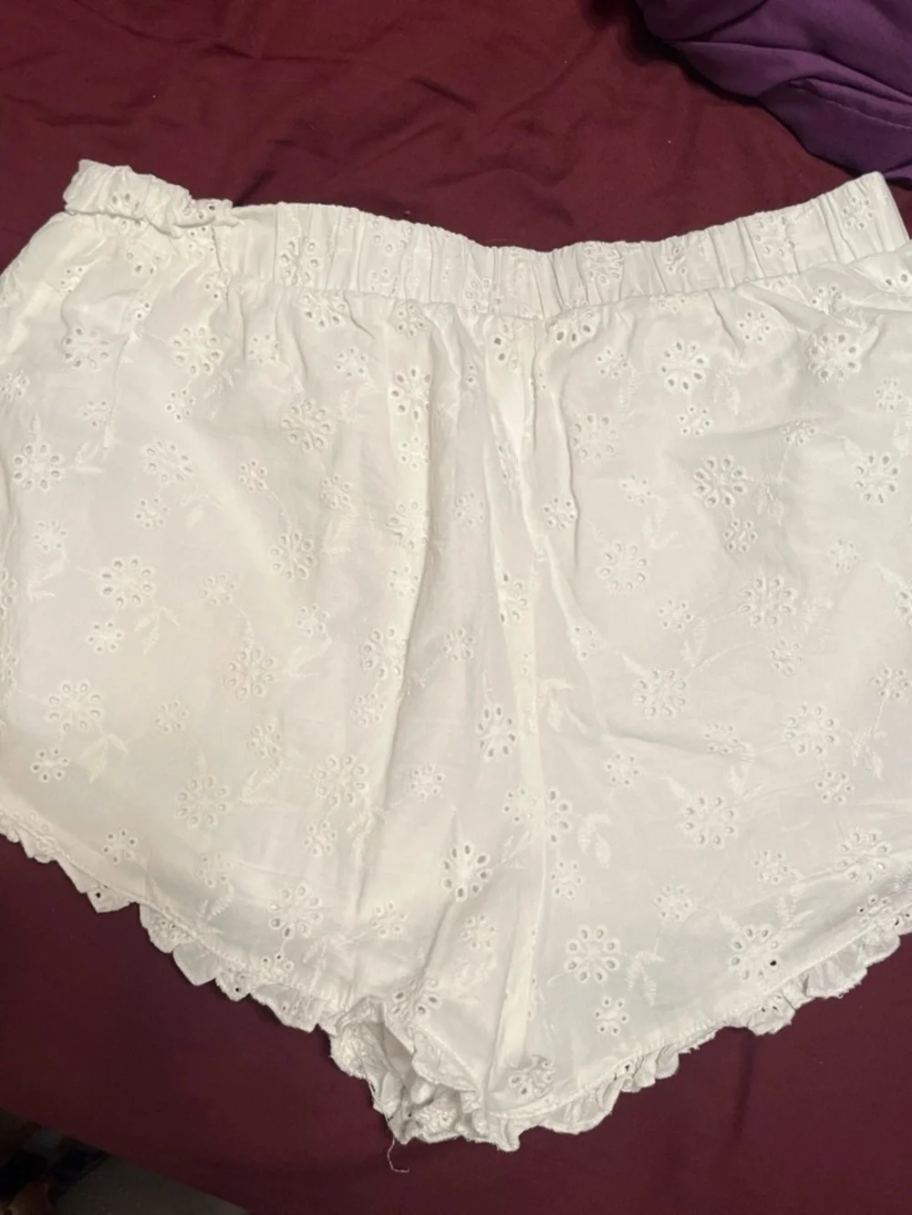 Celebrity Pink White Eyelet High-Waist Lounge Shorts